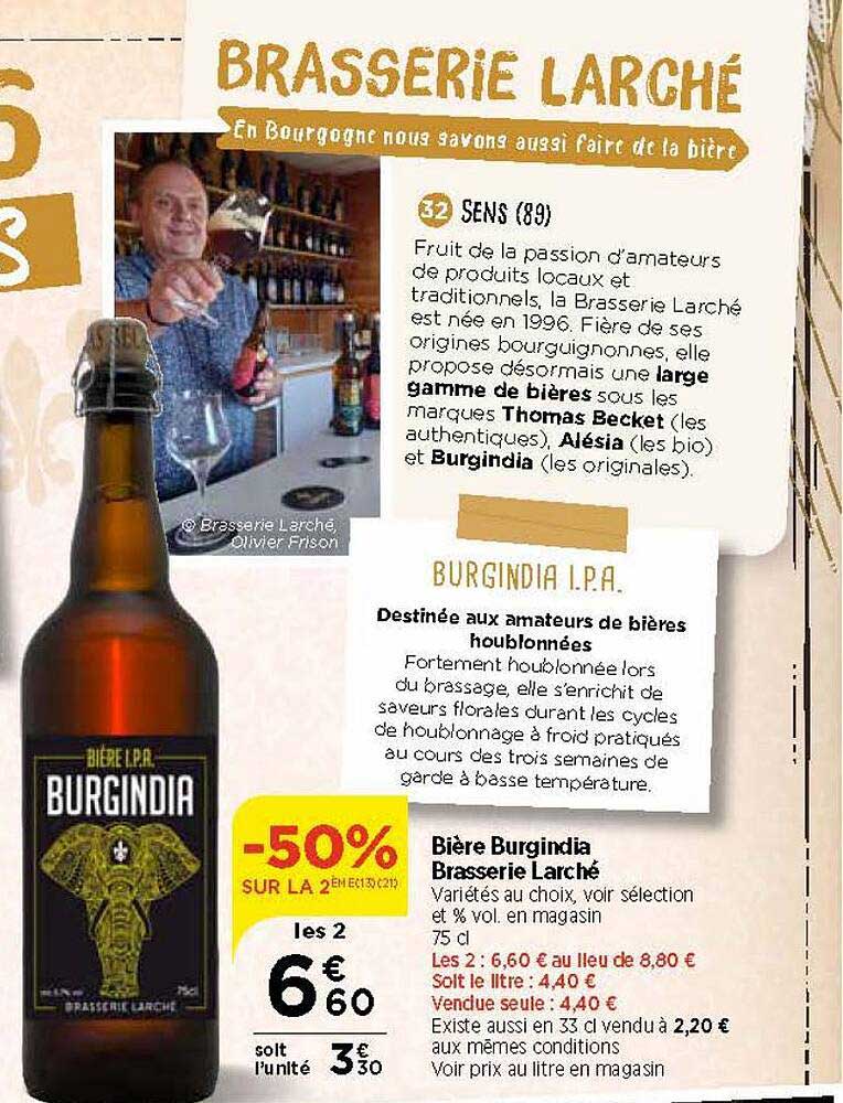 bière burgindia brasserie larché -50% sur la 2ème