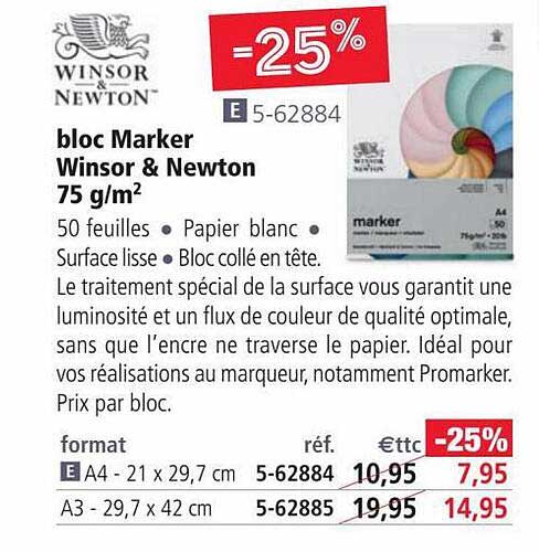 Bloc Marker Winsor Et Newton 75 G-m²