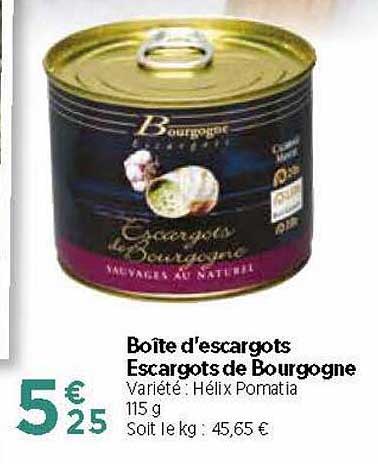 boîte d'escargots escargots de bourgogne