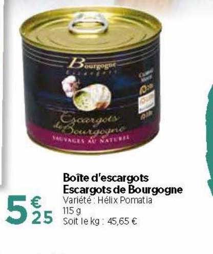 boîte d'escargots escargots de bourgogne