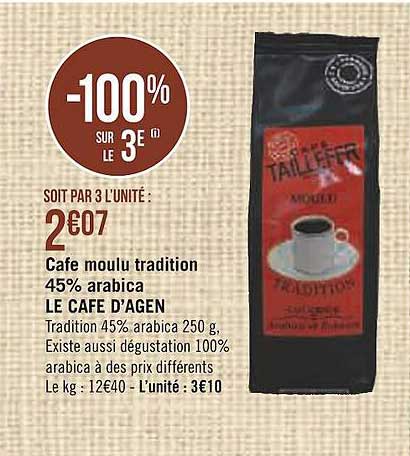 Café Moulu Tradition 45% Arabica Le Café D'agen