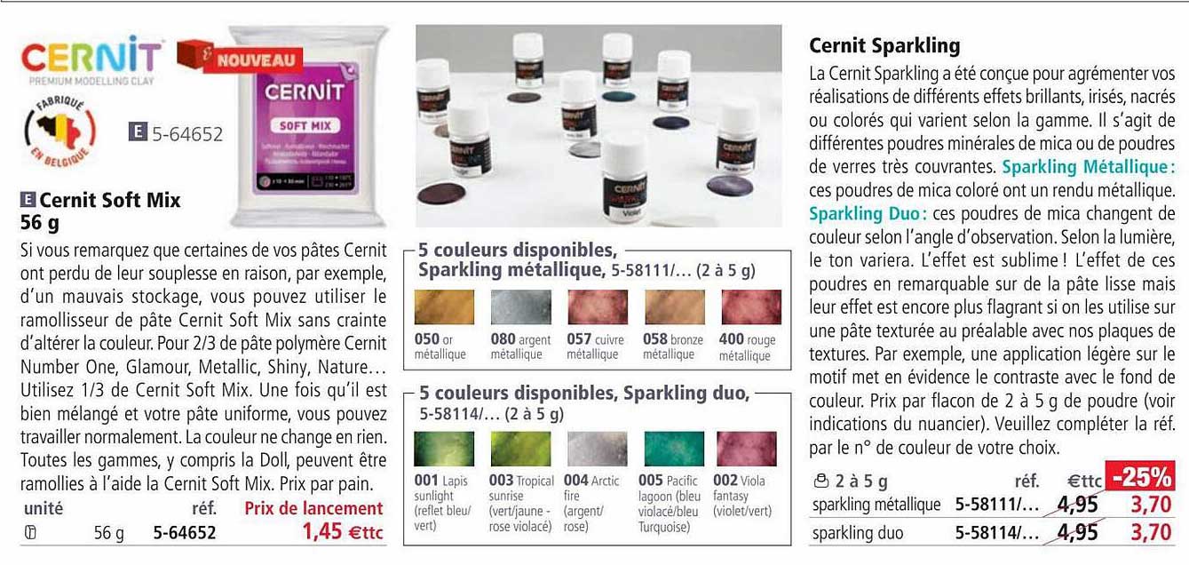 cernit soft mix 56 g, cernit sparkling
