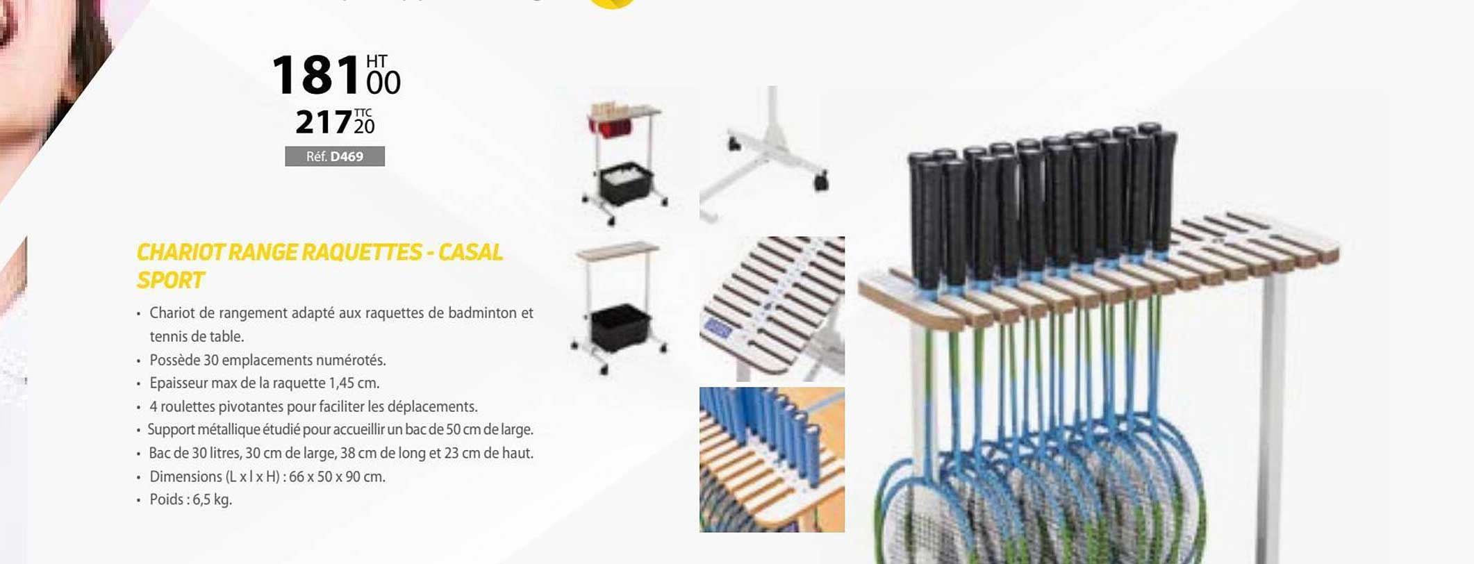 chariot range raquettes - casal sport