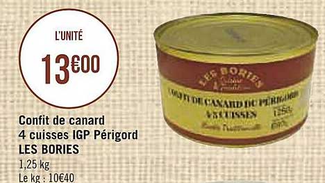 confit de canard 4 cuisses igp périgord les bories