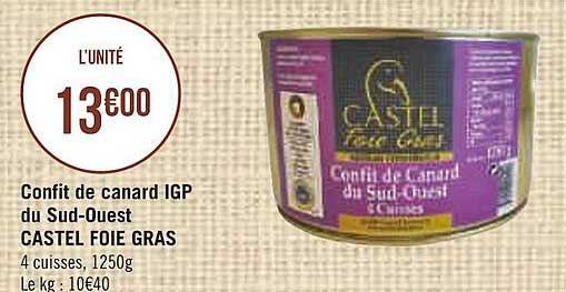 confit de canard igp du sud-ouest castel foie gras