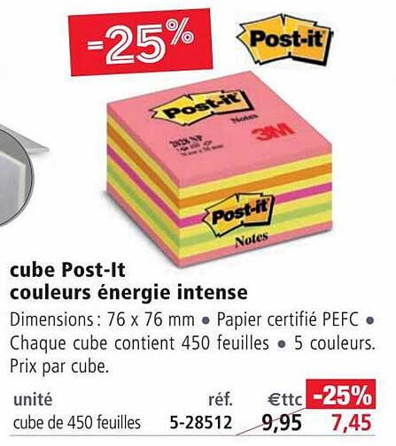 cube post-it couleurs énergie intense