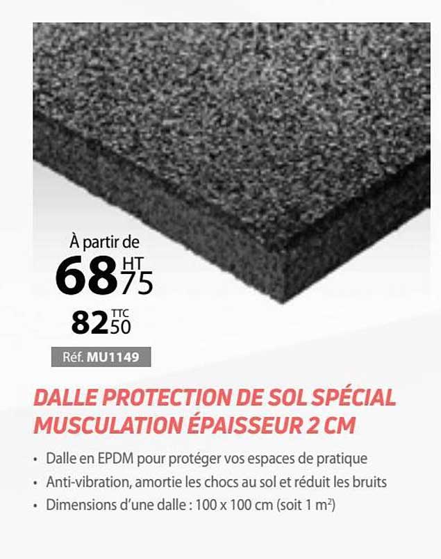 dalle protection de sol spécial musculation épaisseur 2 cm