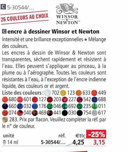 encre à dessiner winsor et newton