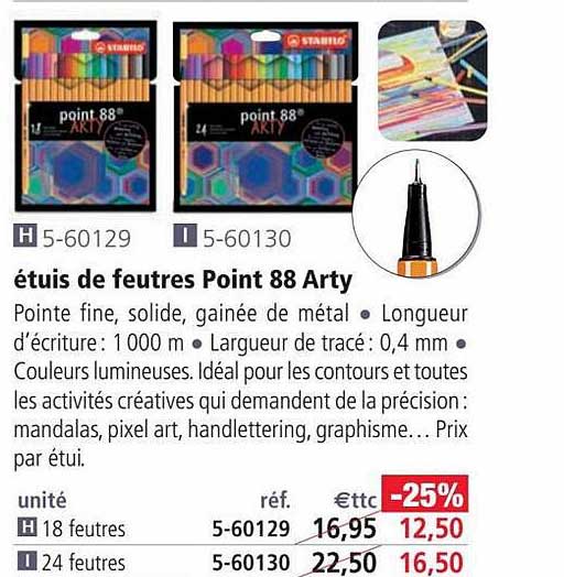 étuis de feutres point 88 arty