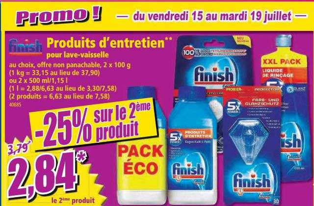 finish produits d'entretien -25% sur le 2ème produit