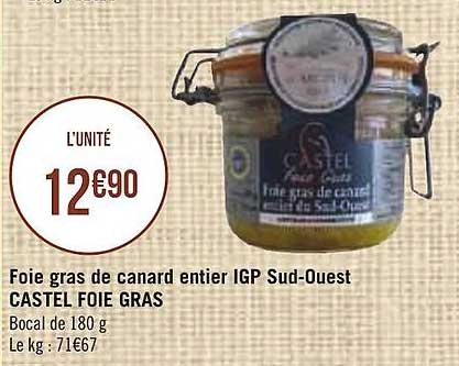 foie gras de canard entier igp sud-ouest castel foie gras