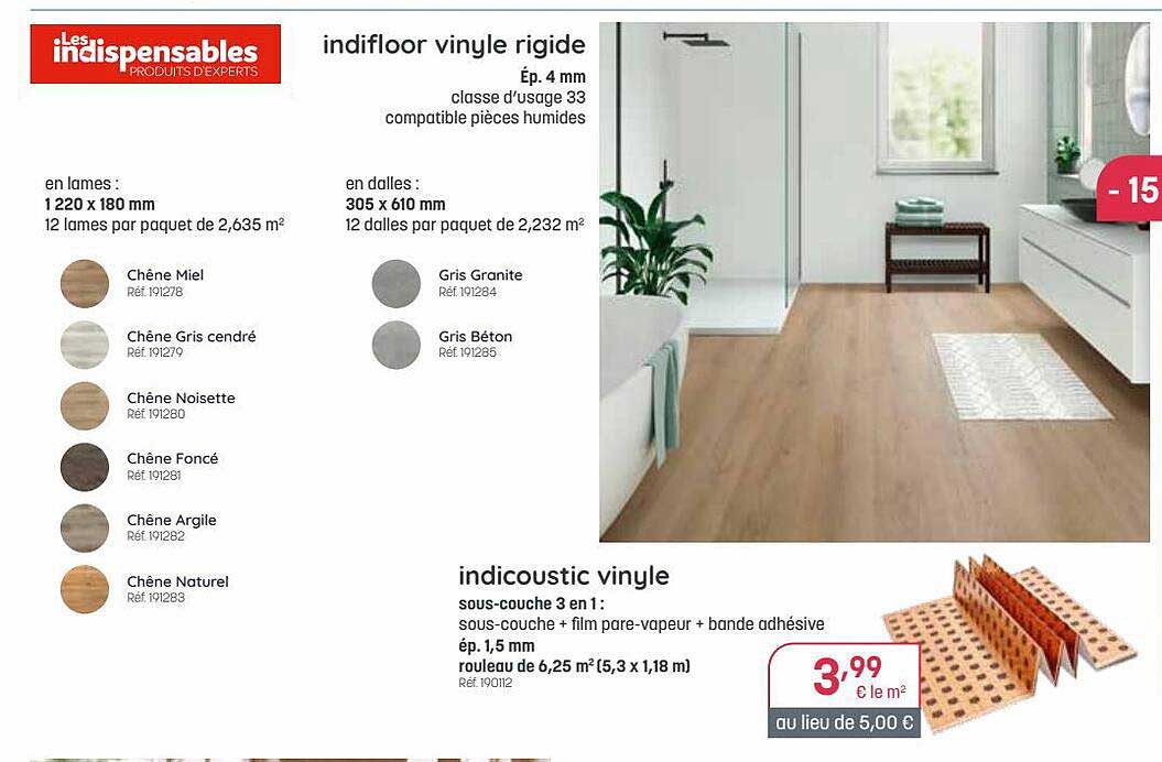 indifloor vinyle rigide les indispensables, indicoustic vinyle les indispensables