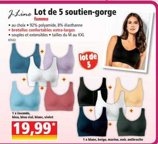 j-line lot de 5 soutien-gorge
