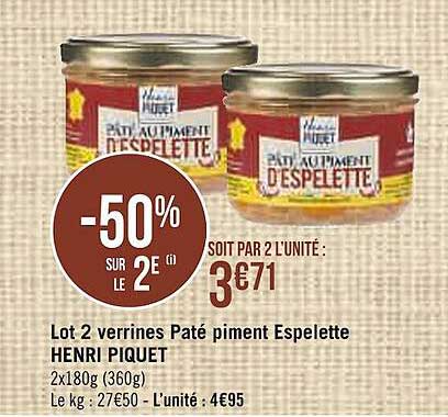 lot 2 verrines pâté piment espelette henri piquet