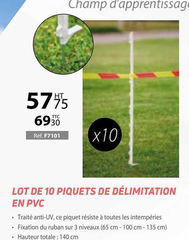 lot de 10 piquets de délimitation en pvc