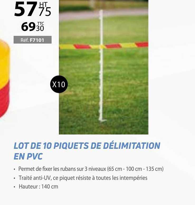 lot de 10 piquets de délimitation en pvc