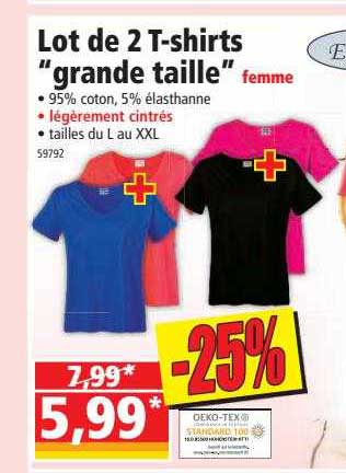 lot de 2 t-shirts "grande taille" femme
