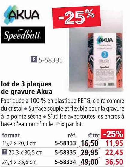 lot de 3 plaques de gravure akua