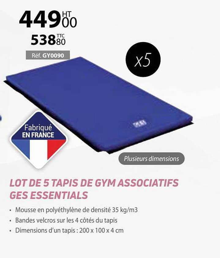 Lot De 5 Tapis De Gym Associatifs Ges Essentials