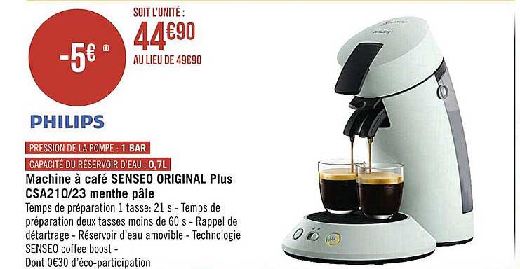 machine à café senseo original plus csa210-23 menthe pâle philips