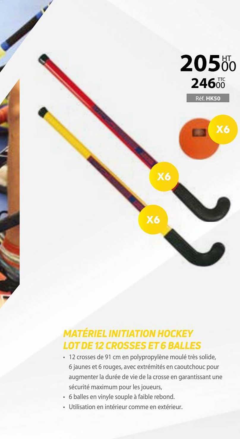 matériel initiation hockey lot de 12 crosses et 6 balles