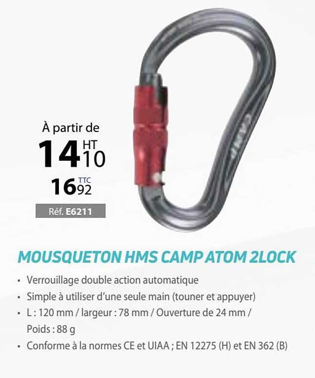 mousqueton hms camp atom 2lock