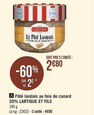 pâté landais au foie de canard 20% lartigue et fils