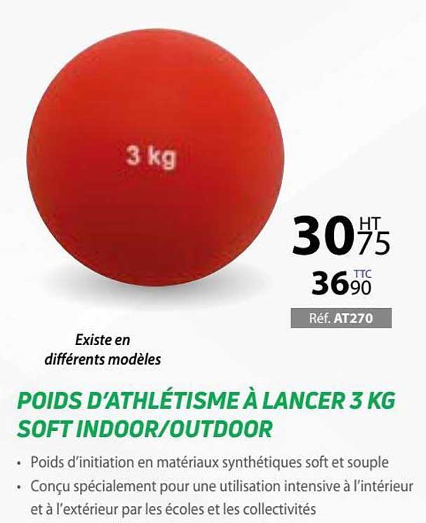 poids d'athlétisme à lancer 3 kg soft indoor-outdoor