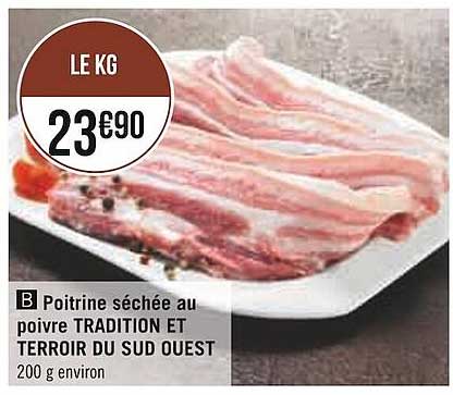 poitrine séchée au poivre tradition et terroir du sud ouest