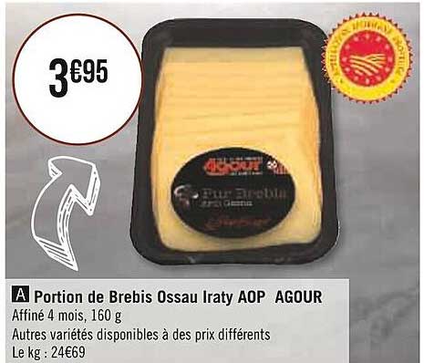 portion de brebis ossau iraty aop agour