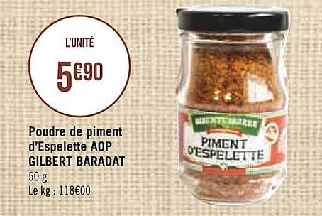 poudre de piment d'espelette aop gilbert baradat