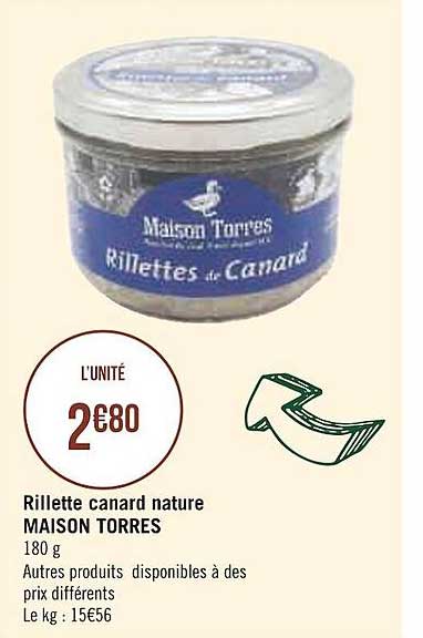 rillette canard nature maison torres