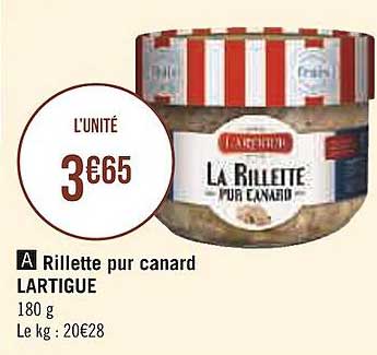 rillette pur canard lartigue