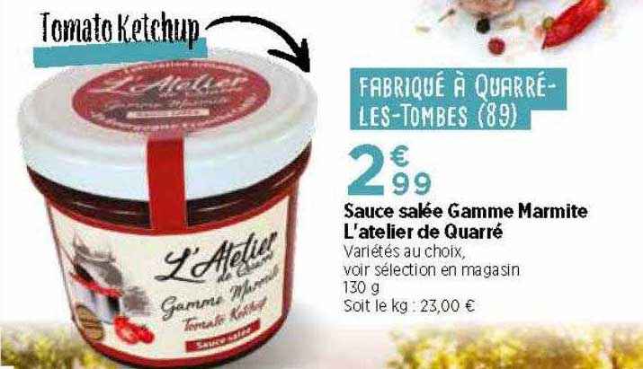 sauce salée gamme marmite l'atelier de quarré