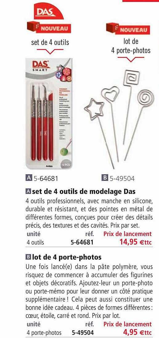 set de 4 outils de modelage das, lot de 4 porte-photos