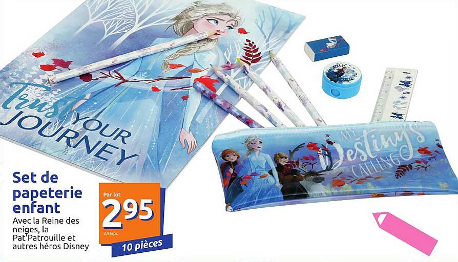 set de papeterie enfant la reine des neiges, la pat'patrouille et autres héros disney