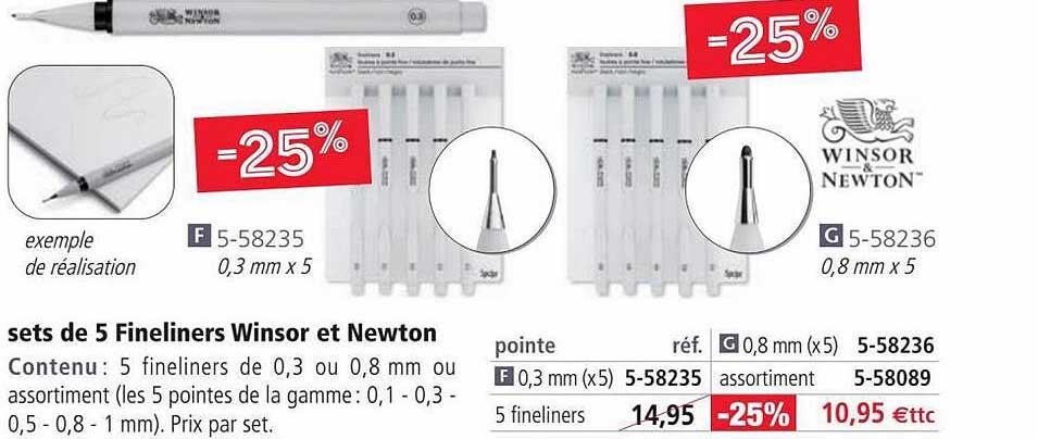 sets de 5 fineliners winsor et newton