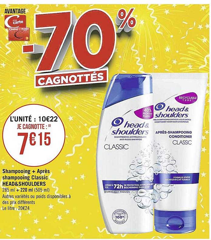 shampooing + après-shampooing classic head & shoulders