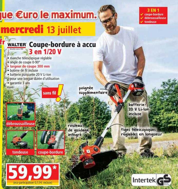 walter coupe-bordure à accu 3 en 1 20v