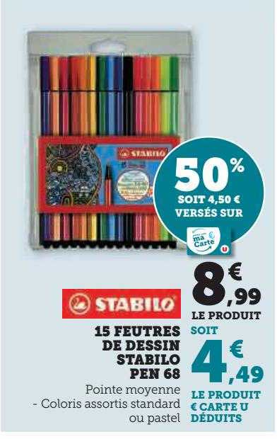 15 feutres de dessin stabilo pen 68