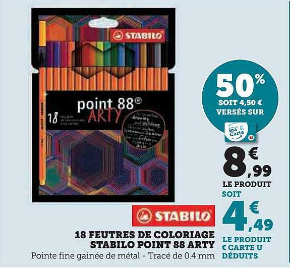 18 feutres de coloriage stabilo point 88 arty