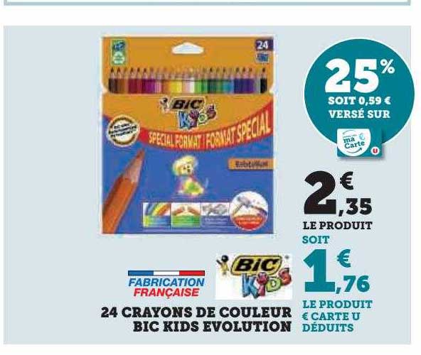 24 Crayons De Couleur Bic Kids évolution