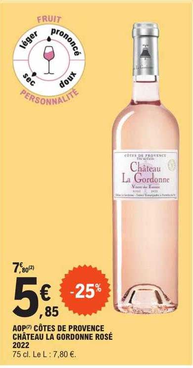 aop côtes de provence château la gordonne rosé 2022