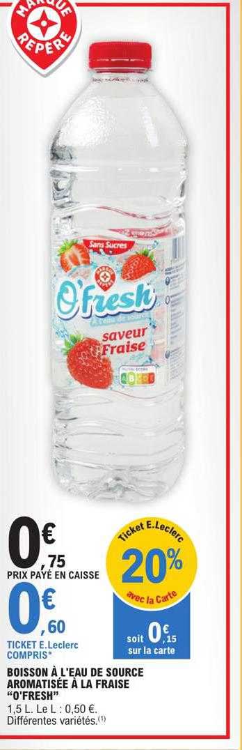 boisson à l'eau de source aromatisée à la fraise "o'fresh"