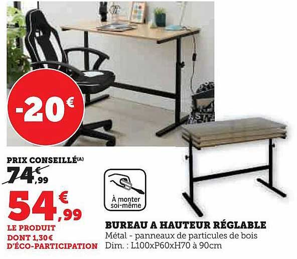 bureau à hauteur réglable