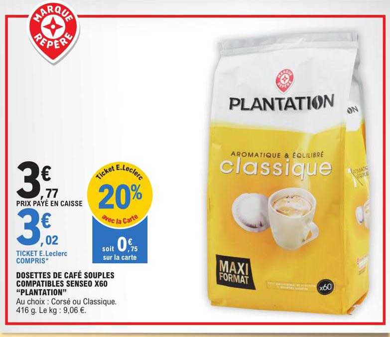 dosettes de café souples compatibles senseo x 60 "plantation"