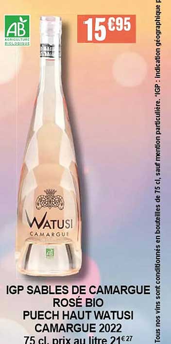 igp sables de camargue rosé bio puech haut watusi camargue 2022