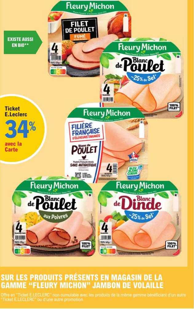 la gamme "fleury michon" jambon de volaille
