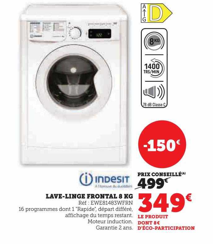 lave-linge frontal 8 kg indesit