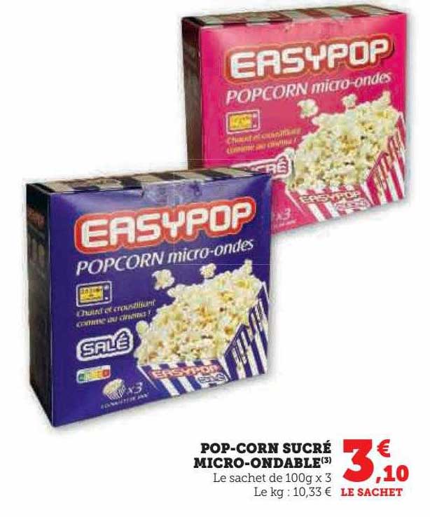 pop-corn sucré micro-ondable